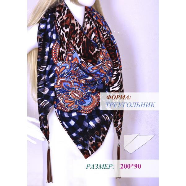 Теплый леопардовый платок ВЗ-801-10